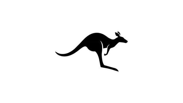 Silhouette of a jumping kangaroo. Minimalist black animal shape vector icon. Australian wildlife symbol.