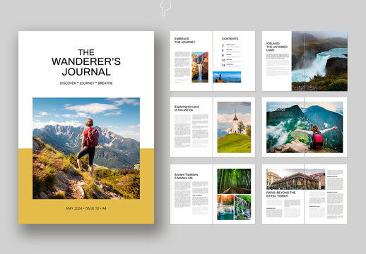 Travel Magazine Template with Modern Editorial Layout