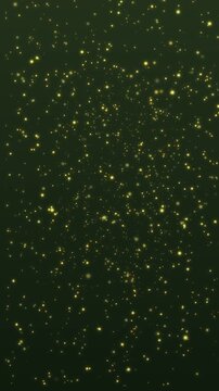 Golden particles on green background. 2d animation
