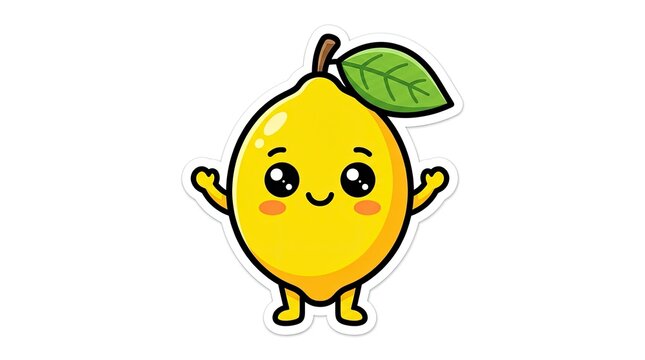 Cute kawaii lemon character with a happy smile.
