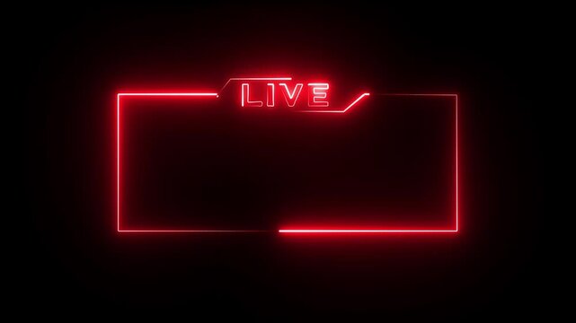 live streaming neon text frame animation box frame neon frame live streaming game live Stream overlay animation for live streaming video Titles futuristic HUD frame with 4k video animation.