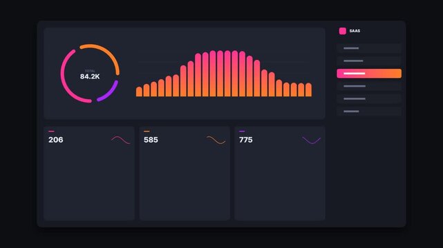 Data dashboard with colorful business charts ui