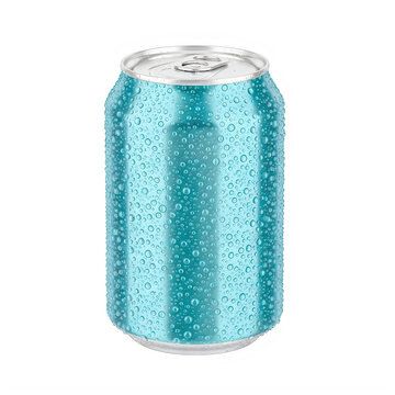 Cold light blue soda can