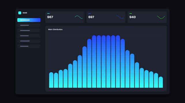 Data Dashboard showing animated bar chart stats