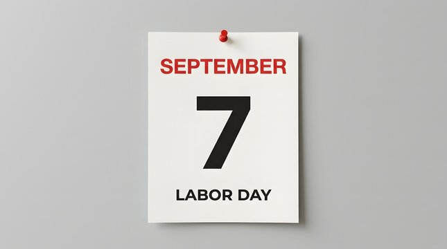 A wall calendar page showing september seventh marked as the official american national holiday for labor day celebration