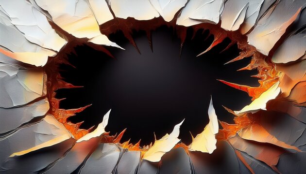 torn paper graphic revealing a black void between the jagged edges