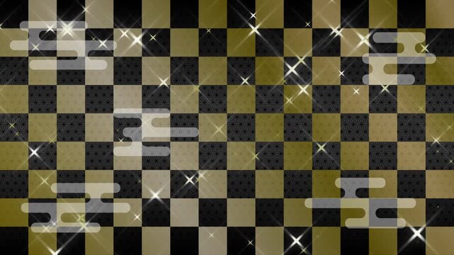 twinkle twinkle little star 45 degrees flashing blur length confetti gold fall pattern01 ekasumi ichimatsu asanoha loop （gold black background）02