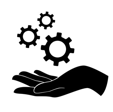 Hand Holding Floating Three Gear Wheels Icon for Innovation