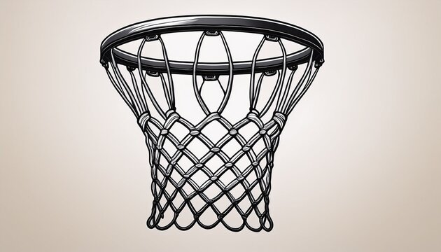 hand drawn black basketball basket with net basketball goal basketball hoop on white background
