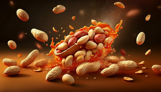 organic peanuts salted snack chapped fly in air healthy food generative ai