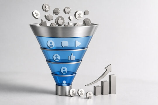 Marketing Funnel and Customer Conversion Infographic
