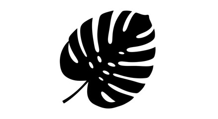 Monstera deliciosa leaf silhouette, tropical plant foliage vector, black botanical element for minimalist summer design © SiyamolHasan