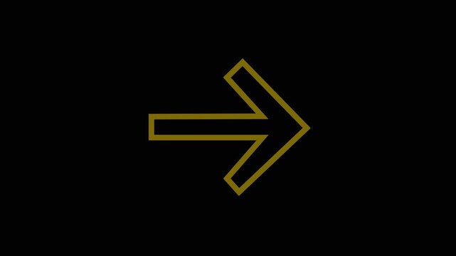 Minimalist gold arrow animation on black background, for ui and, motion golden