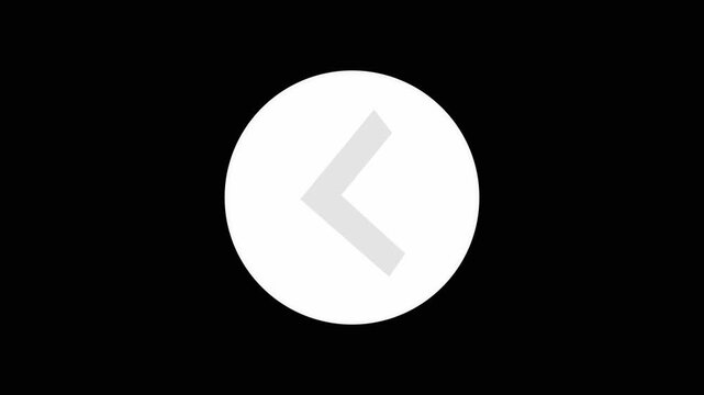 Minimalist left arrow animation, pulsing white navigation button on black background, interface