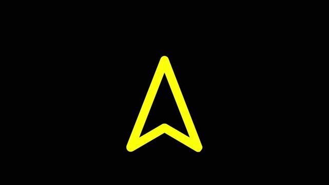 Minimalist yellow cursor arrow animation on black background, for ui ux, pointer