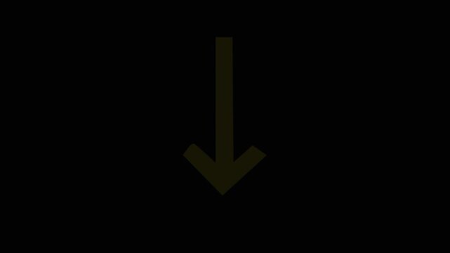Minimalist yellow downward arrow animation on black background, for ui and, navigation direction