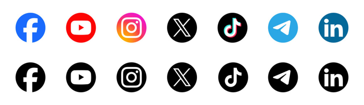 Social media contact icon set in 2026 for web and business cards