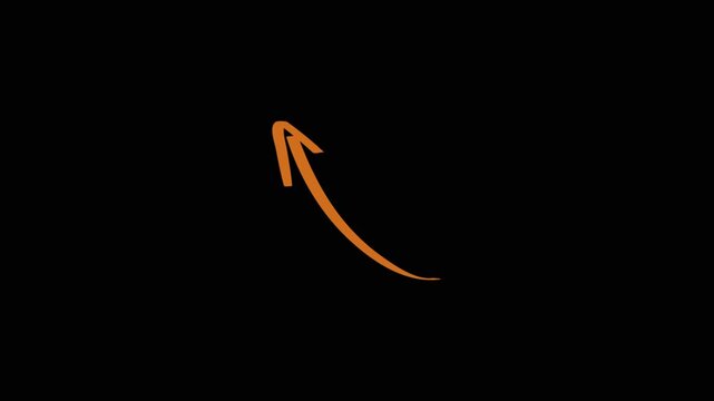 Hand-drawn animated arrow pointer overlay, minimalist orange directional marker on transparent background