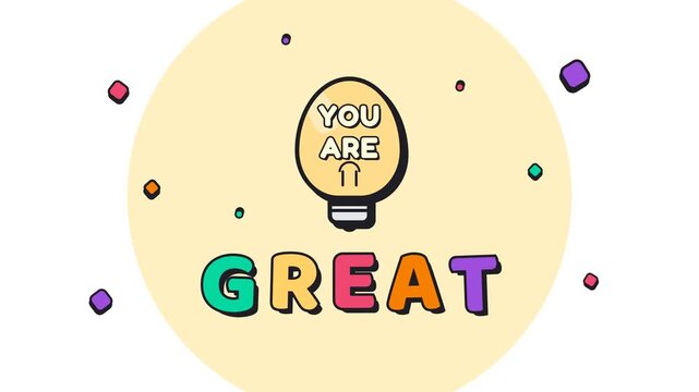 Positive Motivational Light Bulb Illustration with Text You Are Great for Inspiration