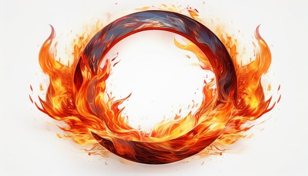 fire flame blaze circle ring isolated on white background