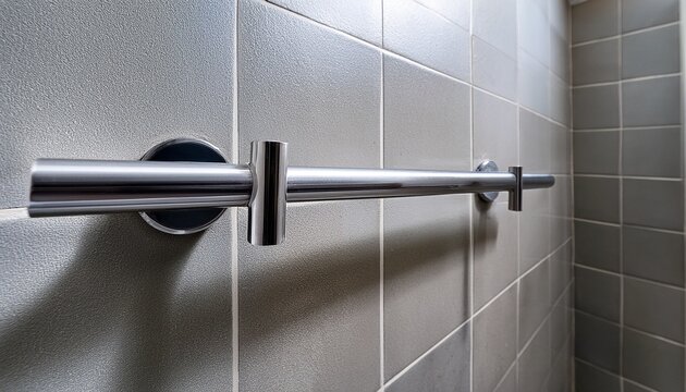 elegant grab bar a sleek minimalist grab bar installed on a clean tiled wall conveying safety and modern design its presence enhances both the functionality and aesthetic of the space