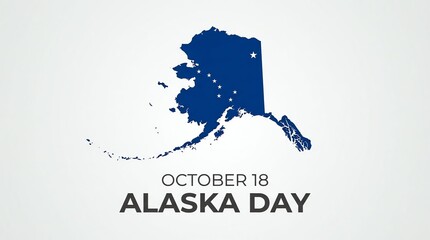 Fototapeta premium Alaska day holiday celebration design with state map outline and stars, regional
