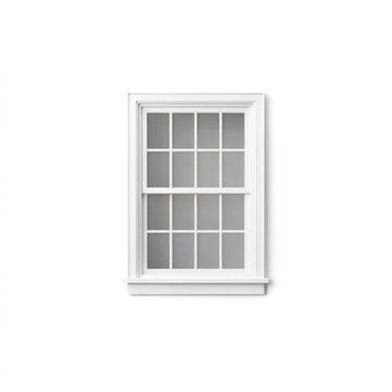 Classic double hung window frame with mullions against a clean bright setting isolated on transparent background