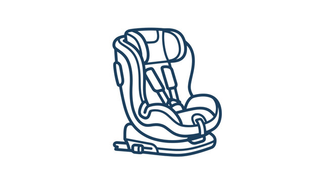Baby Car Seat Outline Vector Illustration