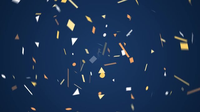 Colorful geometric shapes floating on blue background. 2d animation
