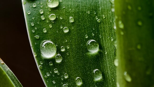 water drops on green leaf