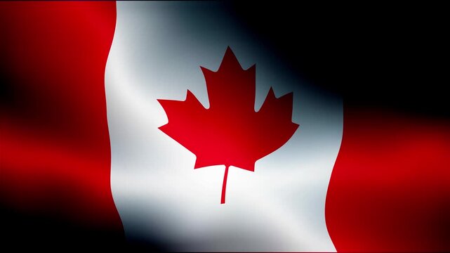 canada national flag waving animation dark background 4k video loop