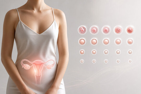Ovarian reserve fertility concept with follicle development dashboard