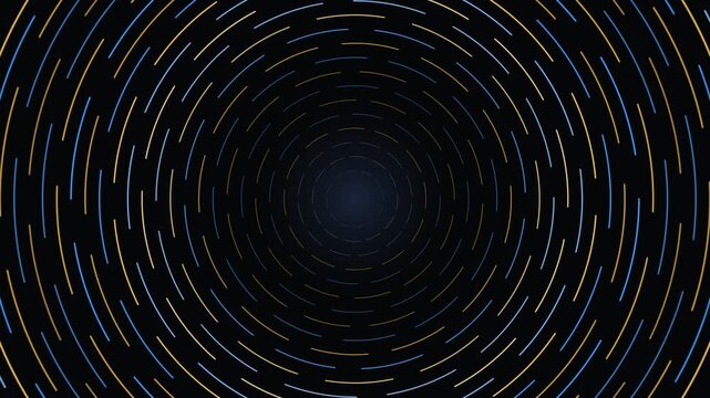 Abstract Swirling Lines Tunnel Vortex Background Loop Dark Blue Yellow Orange Motion Graphics