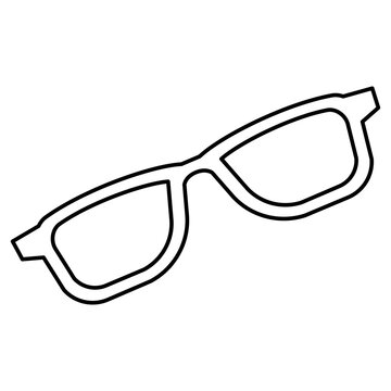 Minimalist black outline icon illustration of eyeglasses isolated on transparent background. Line art stroke optical eyewear clip art graphic design element for style vision assets.