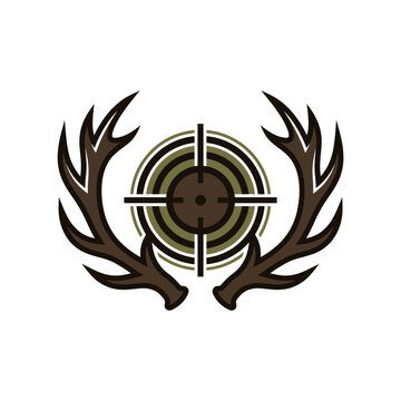 Antler frame with central target reticle graphic.