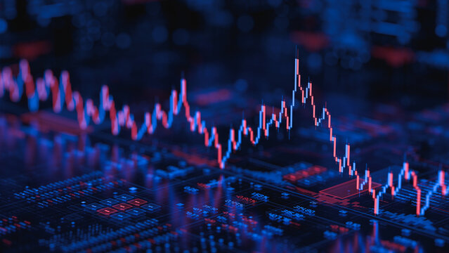 Stock forex financial data document graph chart report statistic marketing research development planning management analysis accounting. Financial business technology hologram concept. 3d rendering.