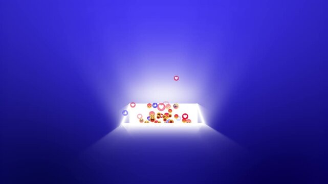 social media reaction emoji box glow animation 4k background video loop