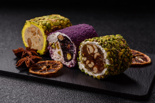 Turkish delight or lokum is a traditional Eastern sweet made with nuts. Turkish delight, lokum