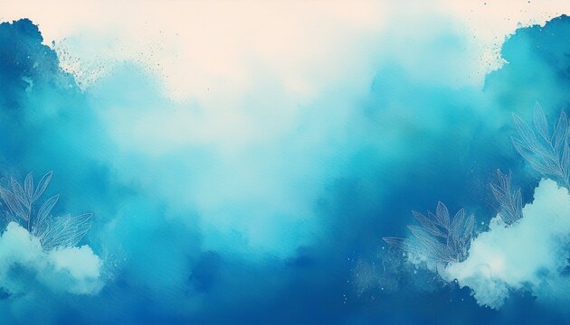 vintage blue watercolors background backdrop banner copy and text speace generative ai