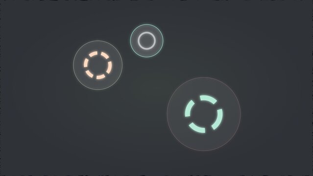 Abstract loading circles glowing on dark background