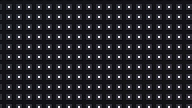 Dark geometric square grid pattern with repetitive glowing elements