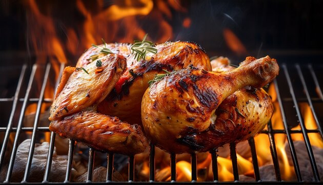 roasted chicken on the grill