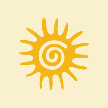 Retro Orange Sunburst with Spiral Center and Organic Rays