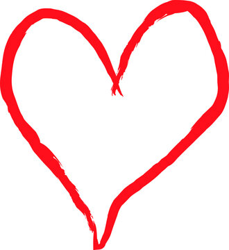 Red heart doodle hand drawn