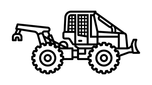 Forestry Machine Outline Vector Icon