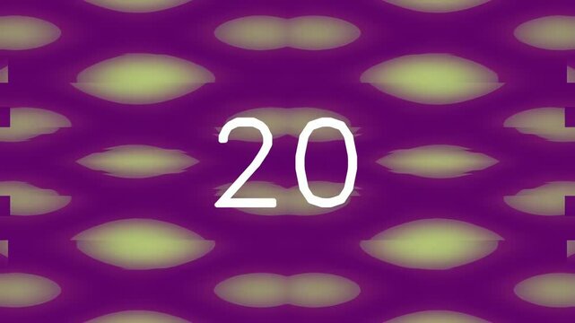 Abstract purple and green digital pattern with number twenty