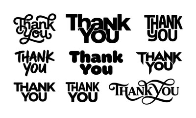 Obraz premium Thank you message vector graphics with various typography styles