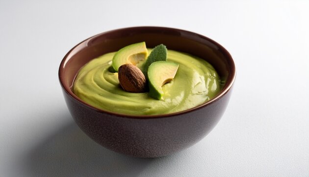 creamy avocado chocolate mousse delight on a white background