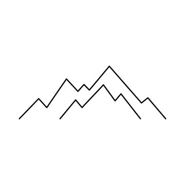 Minimalist mountain peaks landscape line art with simple clean line art representation of rugged