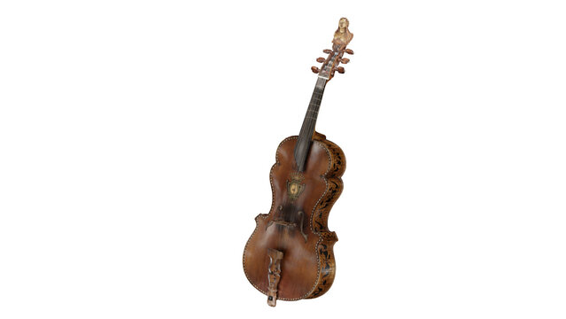 3d rendering of viole de gambe displayed on a simple background